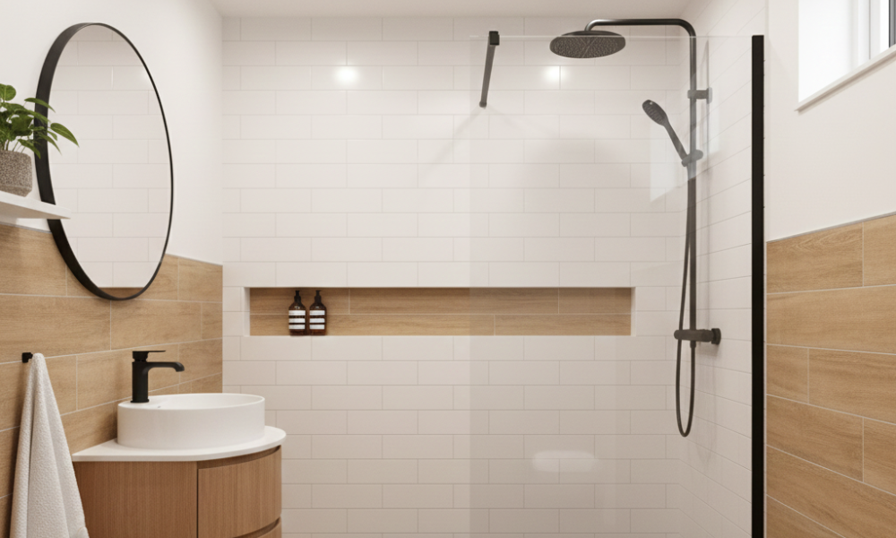 cuarto de baño pequeño plato de ducha mampara